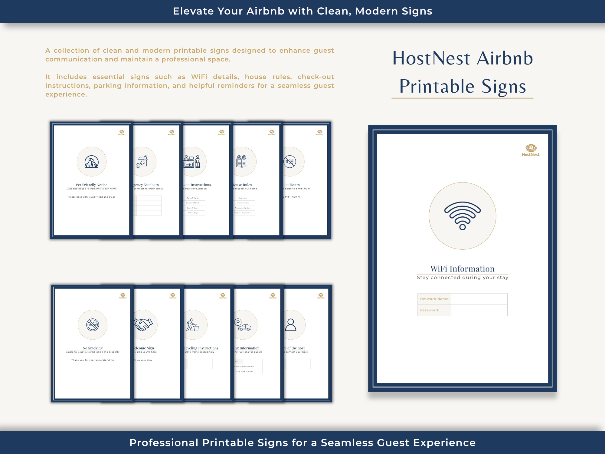 HostNest™ Printable Signs